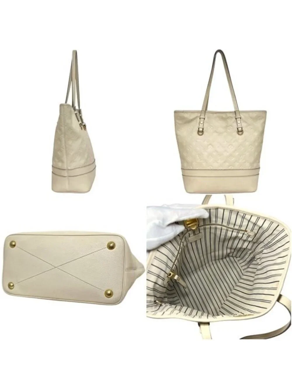 Louis Vuitton Tote Citadines PM Monogram Empreinte Leather Neige Beige